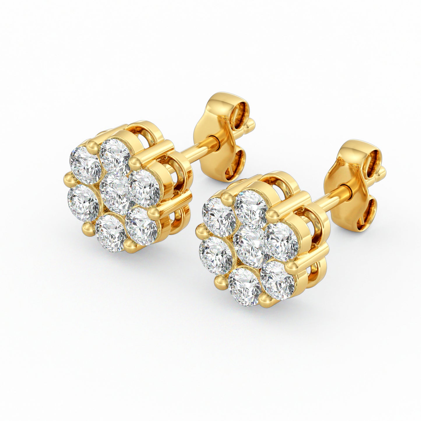 Natural 7-Stone Cluster Flower Earrings 1.24 TCW