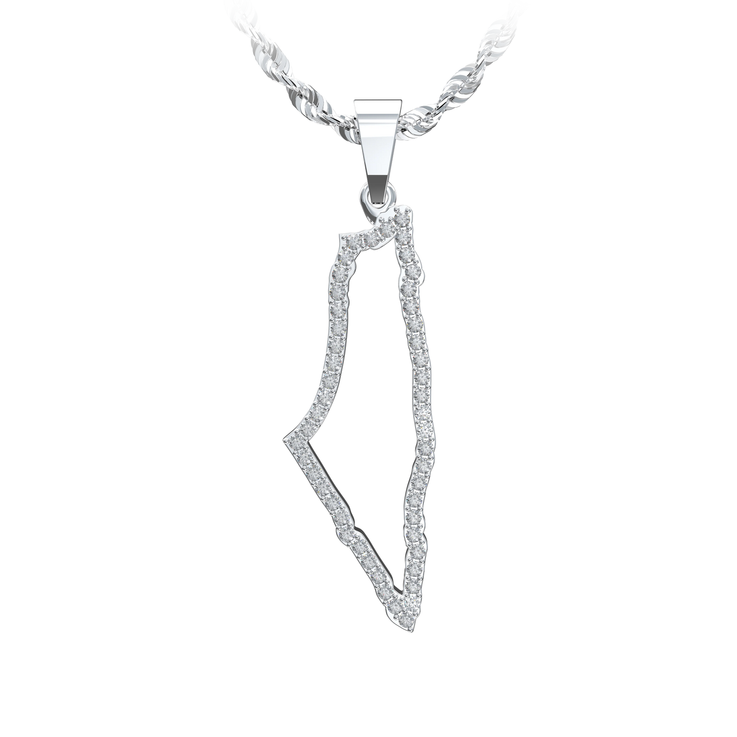 Palestine Pendant Silver With Natural Diamonds (Small)
