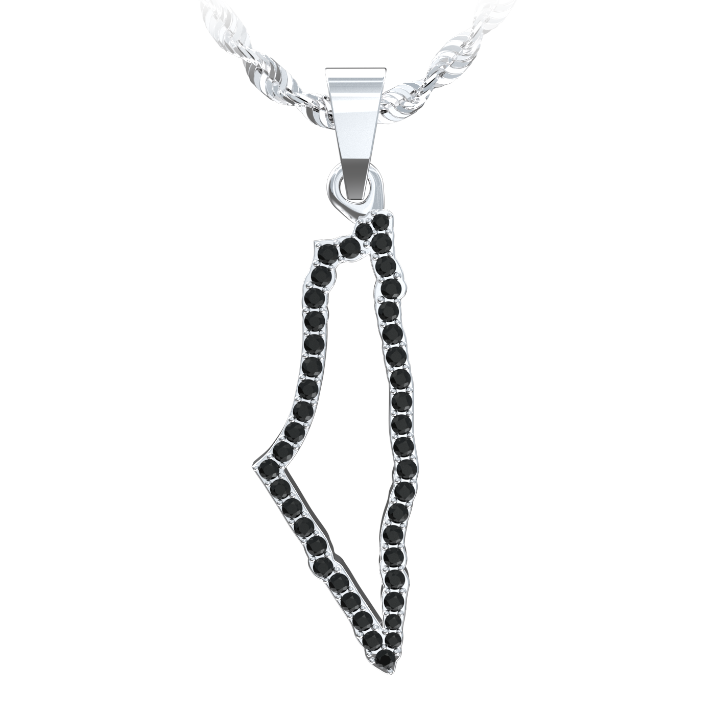 Palestine Silhouette Pendant Small with Black Diamonds