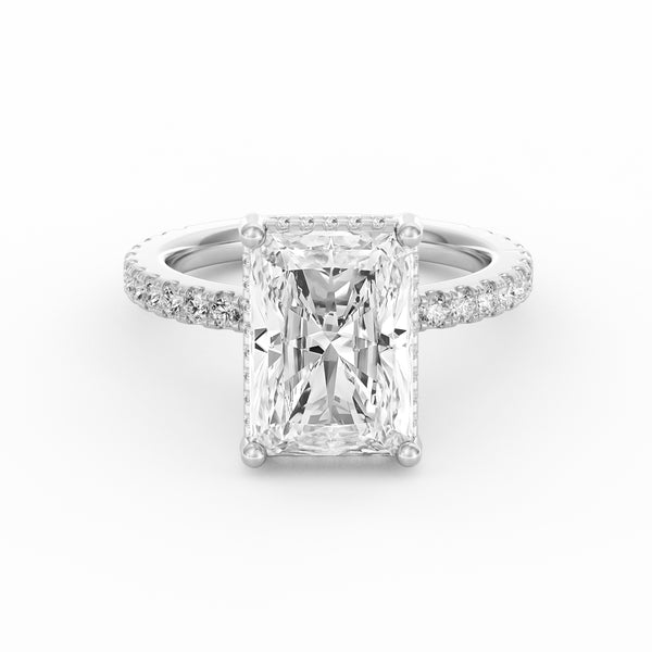 Avery | 4ct Radiant Cut Pavé Band Engagement Ring