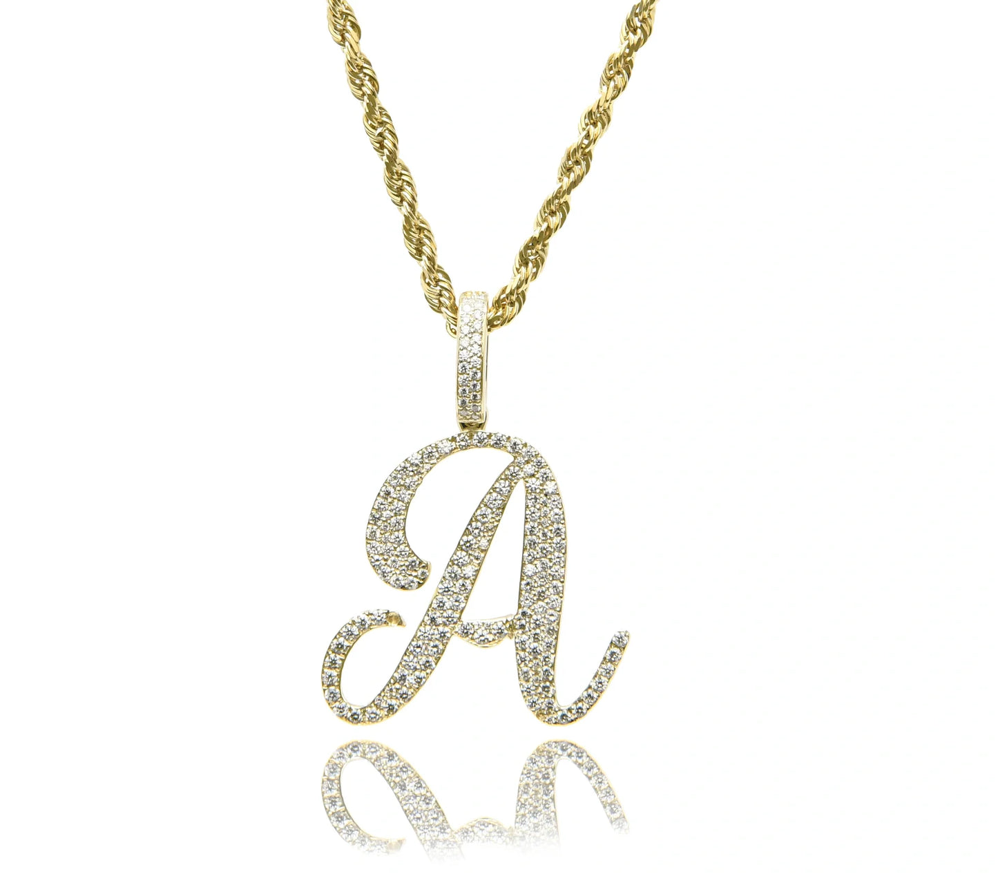 Gold Diamond Initial Pendant Letter A