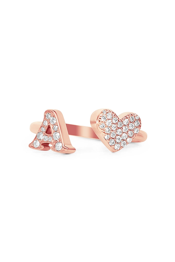 Gold Diamond Initial Ring Letter A