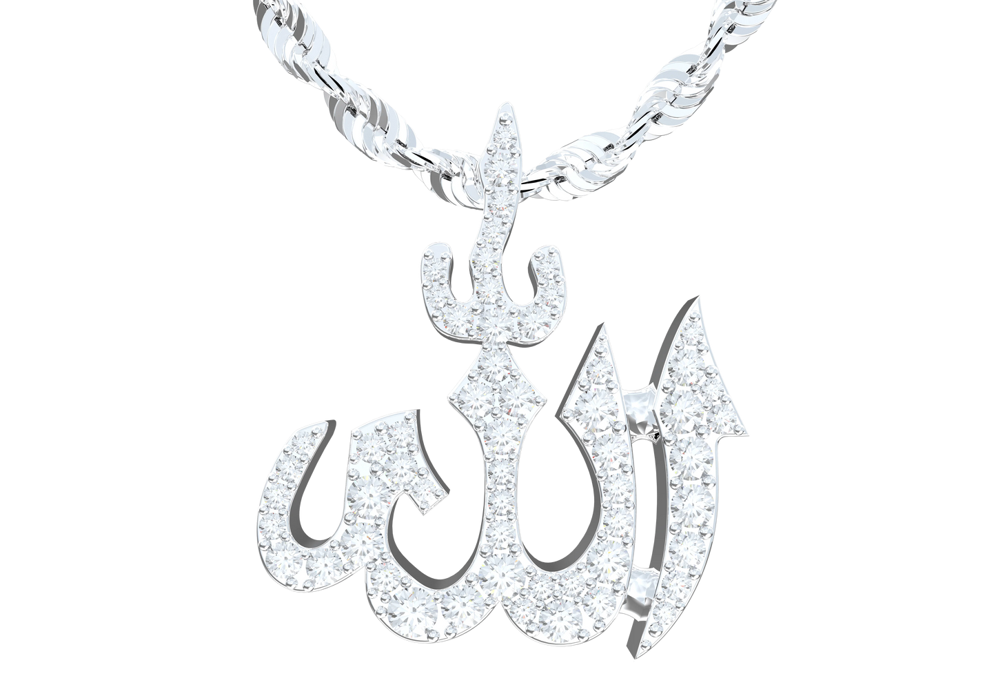 Allah Silver With Natural Diamonds (Mirco)