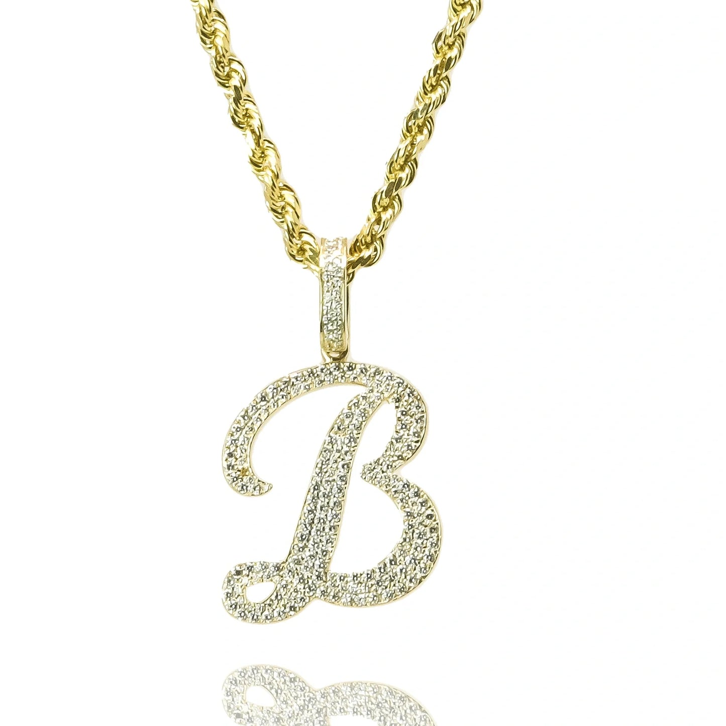 Gold Diamond Initial Pendant Letter B