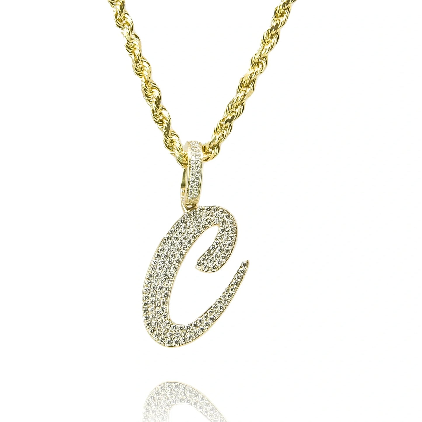 Gold Diamond Initial Pendant Letter C