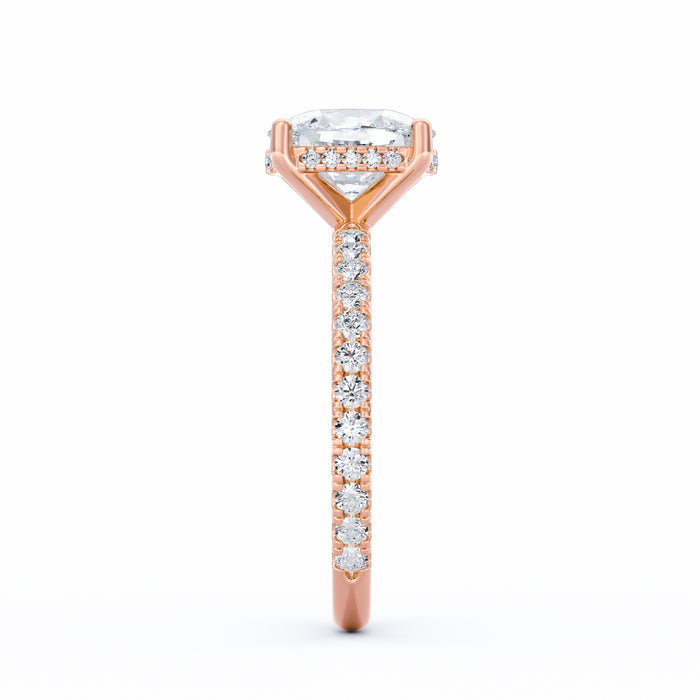 Avery | 2ct Elongated Cushion Cut Pavé Band Engagement Ring