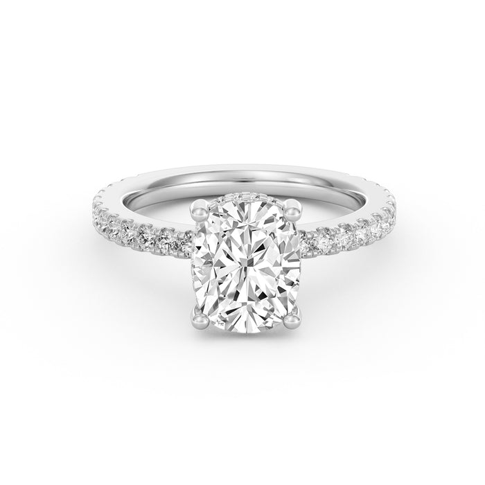 Avery | 2ct Elongated Cushion Cut Pavé Band Engagement Ring