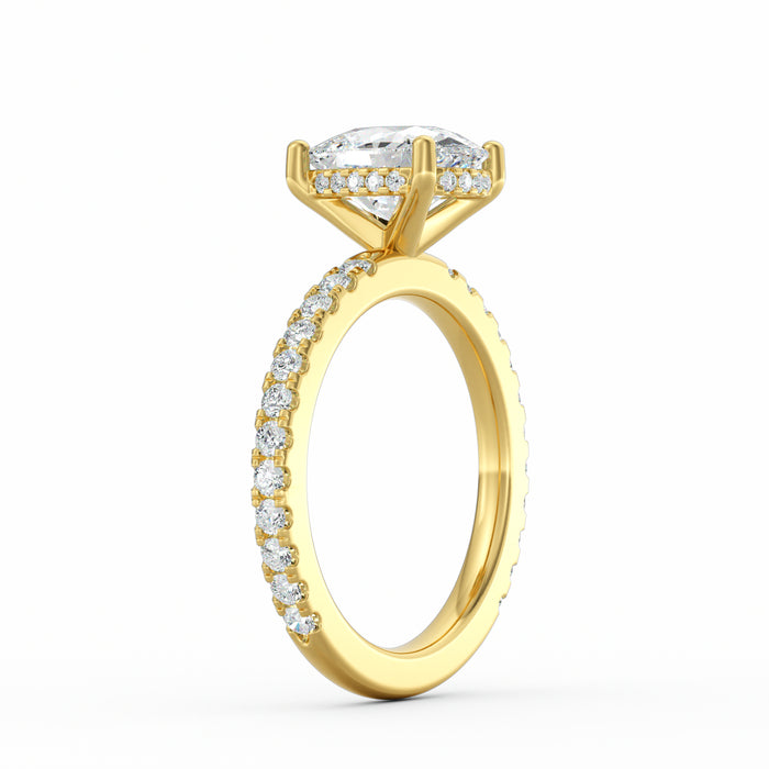 Avery | 2ct Elongated Cushion Cut Pavé Band Engagement Ring