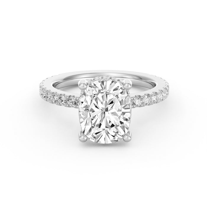 Avery | 3ct Elongated Cushion Cut Pavé Band Engagement Ring