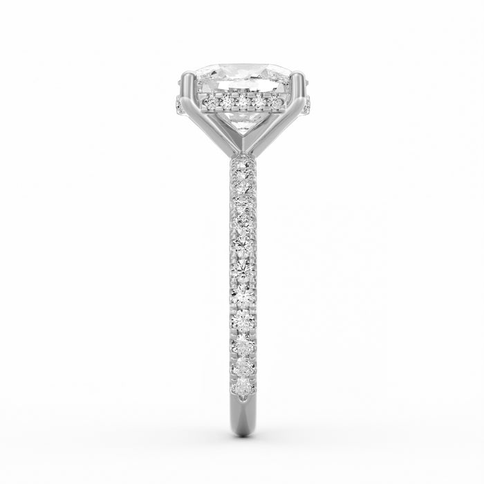 Avery | 3ct Elongated Cushion Cut Pavé Band Engagement Ring