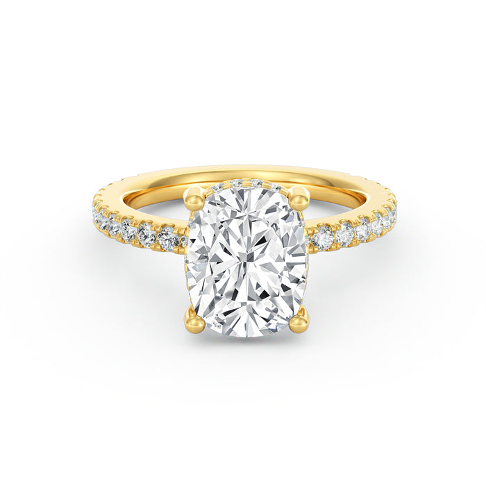 Avery | 3ct Elongated Cushion Cut Pavé Band Engagement Ring