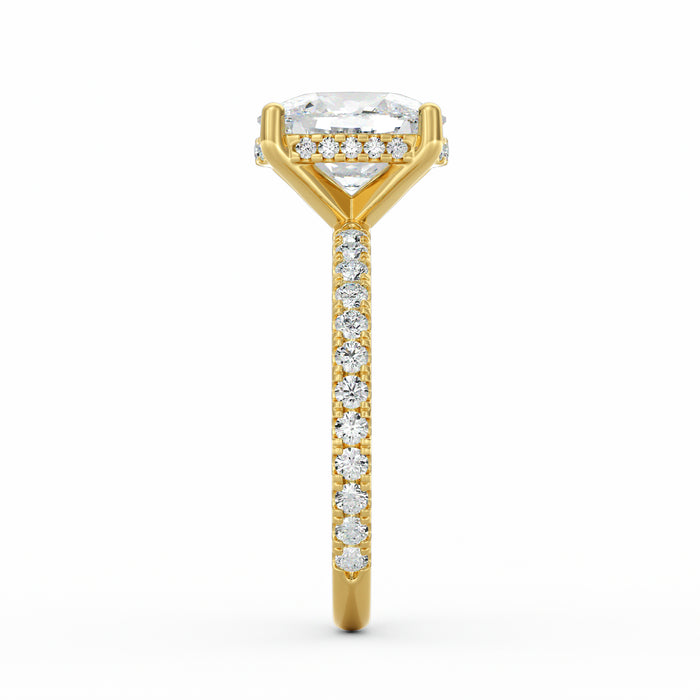 Avery | 3ct Elongated Cushion Cut Pavé Band Engagement Ring