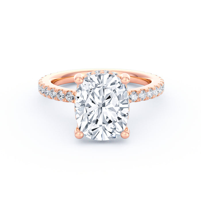 Avery | 4ct Elongated Cushion Cut Pavé Band Engagement Ring