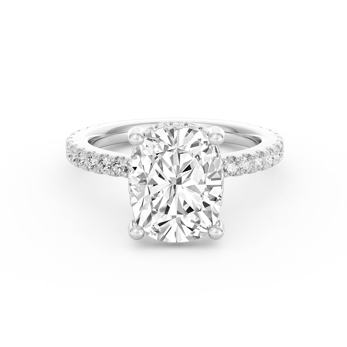 Avery | 4ct Elongated Cushion Cut Pavé Band Engagement Ring