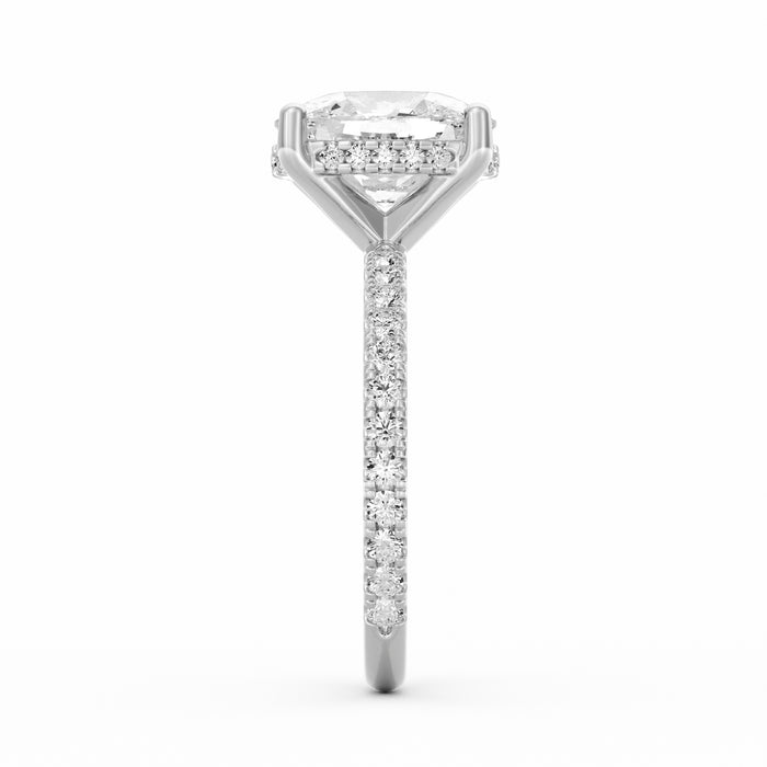 Avery | 4ct Elongated Cushion Cut Pavé Band Engagement Ring