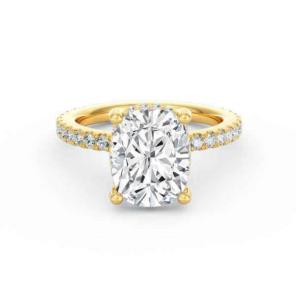 Avery | 4ct Elongated Cushion Cut Pavé Band Engagement Ring