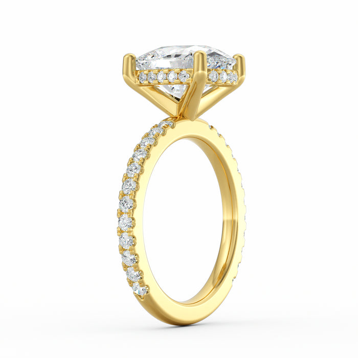 Avery | 4ct Elongated Cushion Cut Pavé Band Engagement Ring