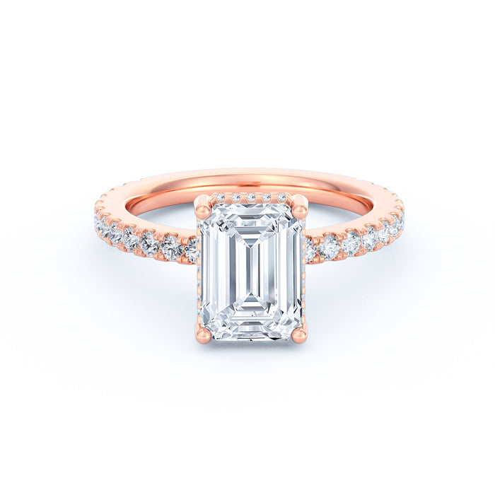 Avery | 2ct Emerald Cut Pavé Band Engagement Ring