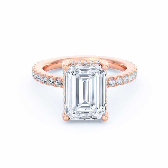 Avery | 4ct Emerald Cut Pavé Band Engagement Ring