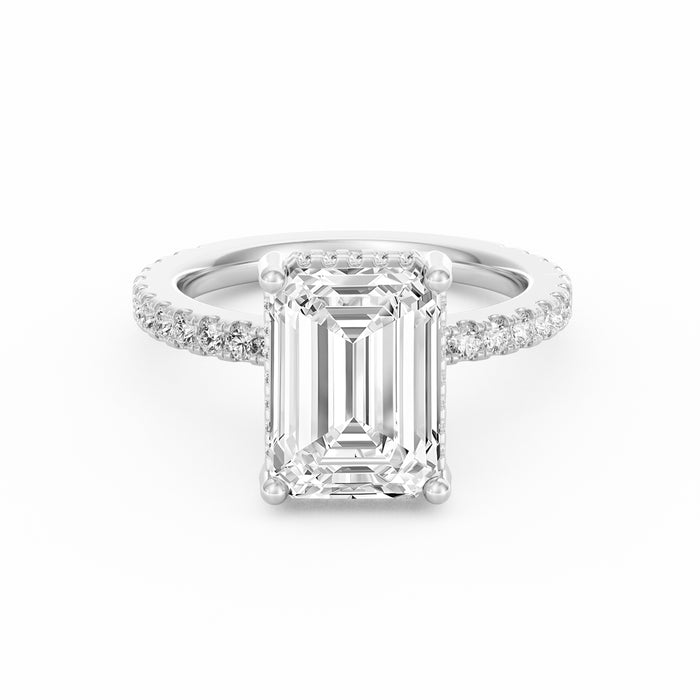 Avery | 4ct Emerald Cut Pavé Band Engagement Ring