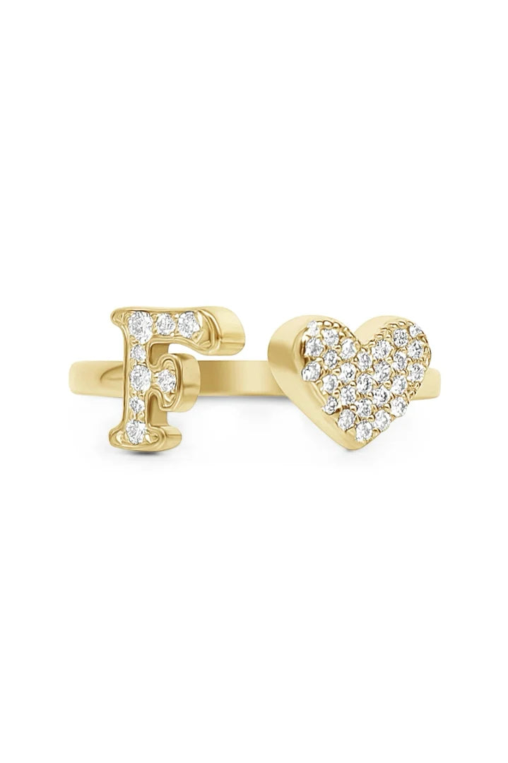 Gold Diamond Initial Ring Letter F