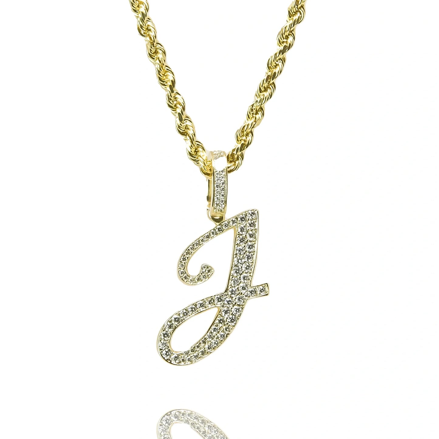 Gold Diamond Initial Pendant Letter J