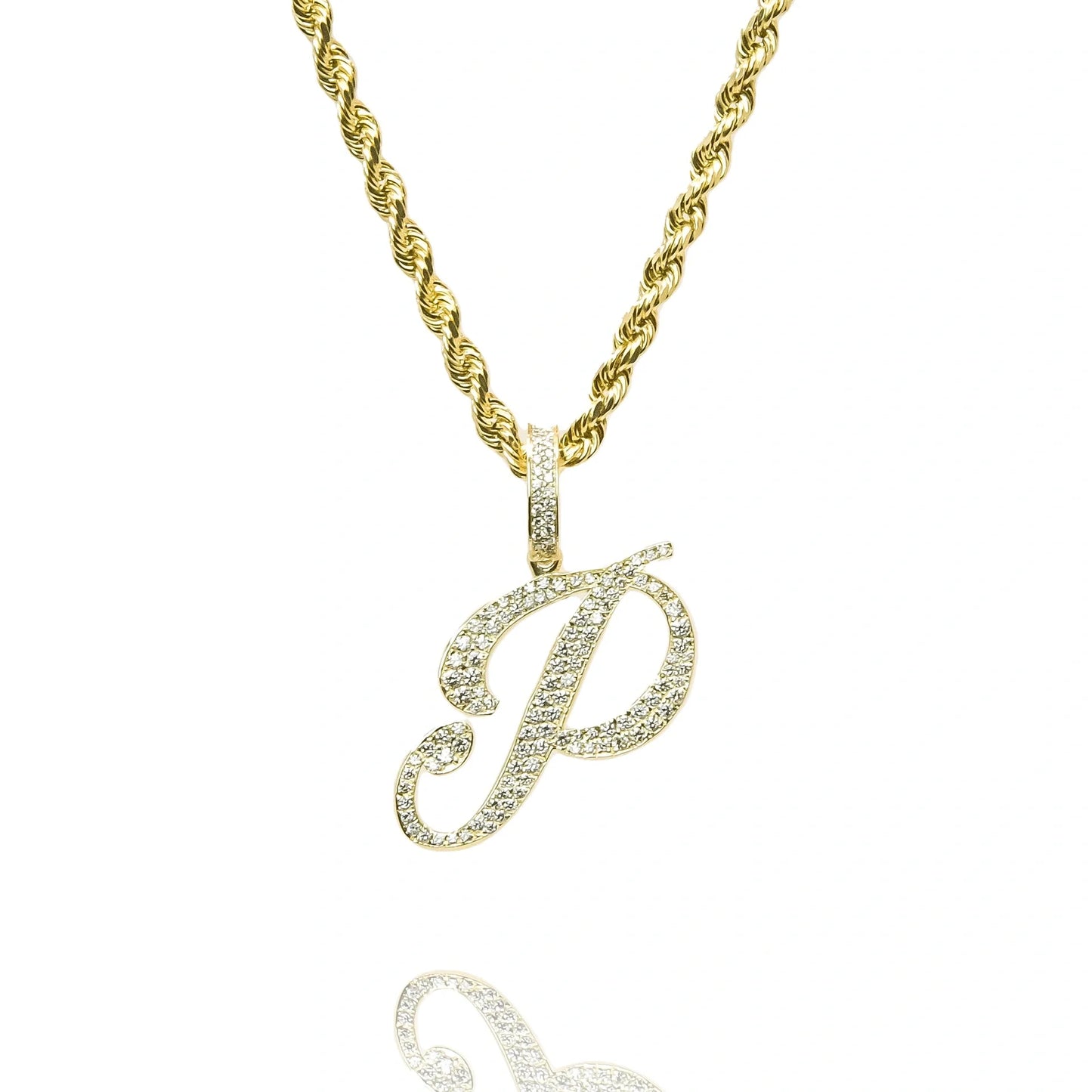 Gold Diamond Initial Pendant Letter P