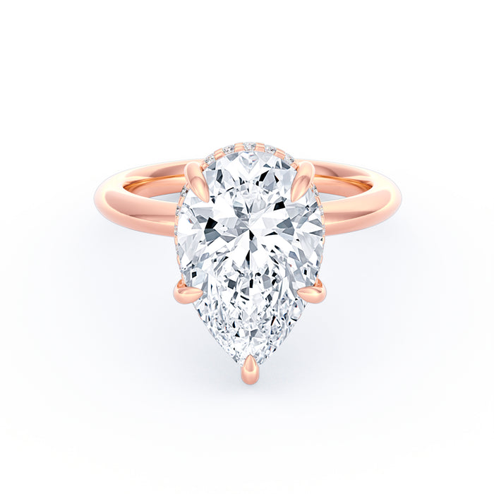 Sienna | 4ct Pear Cut Hidden Halo Engagement Ring