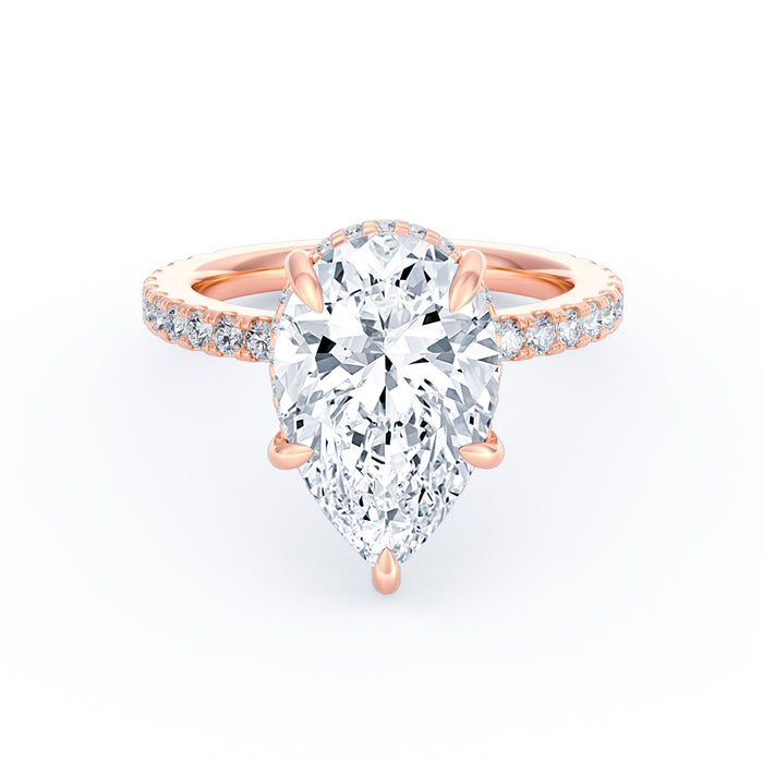 Avery | 4ct Pear Cut Pavé Band Engagement Ring