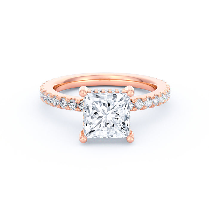 Avery | 2ct Princess Cut Pavé Band Engagement Ring