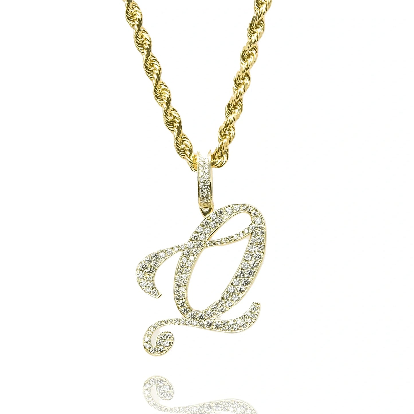 Gold Diamond Initial Pendant Letter Q