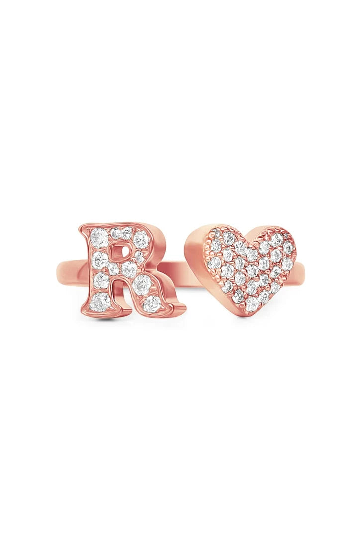 Gold Diamond Initial Ring Letter R