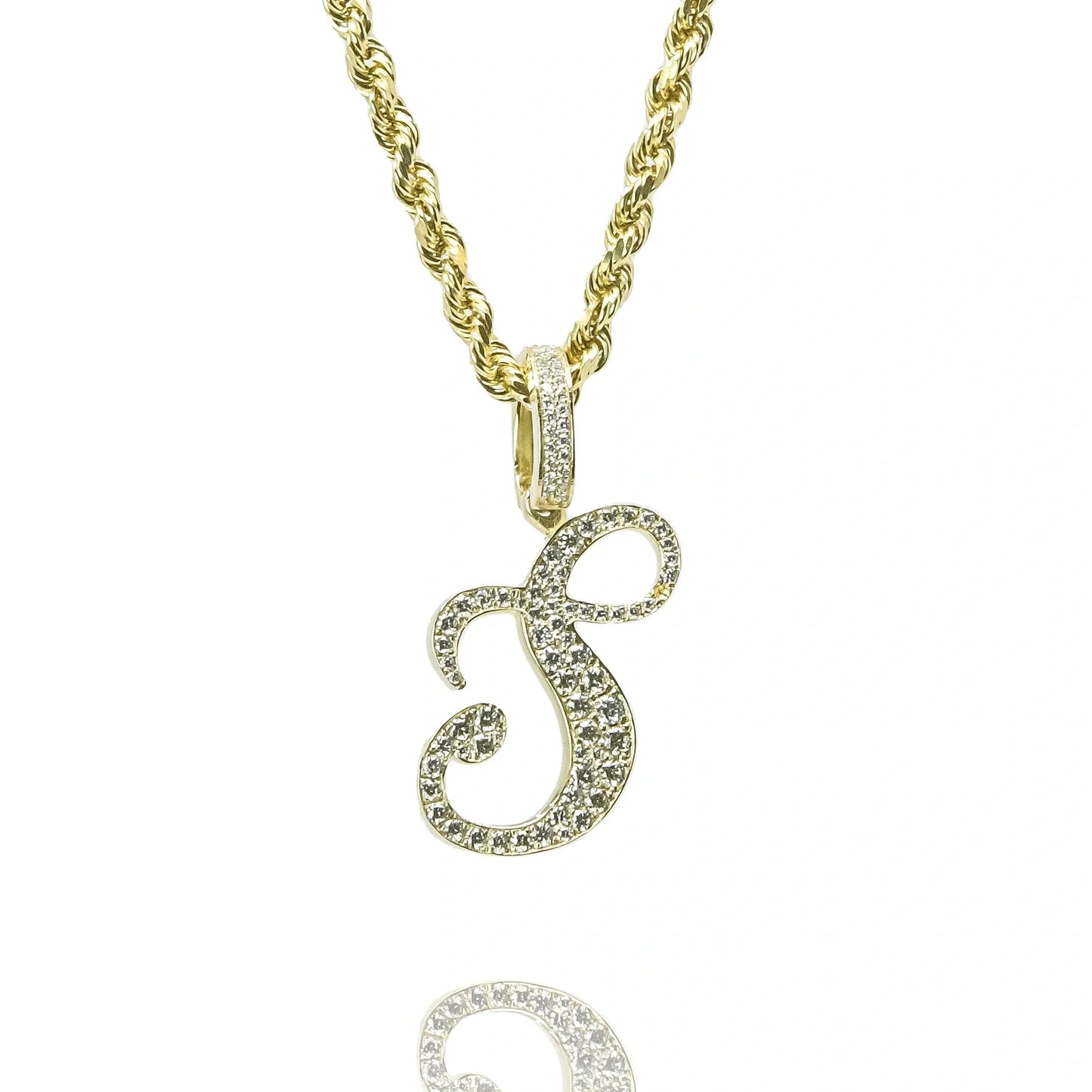 Gold Diamond Initial Pendant Letter S