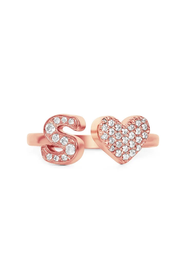 Gold Diamond Initial Ring Letter S