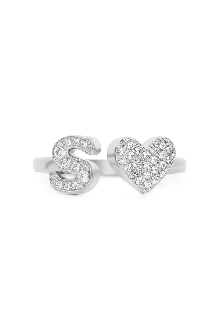 Gold Diamond Initial Ring Letter S