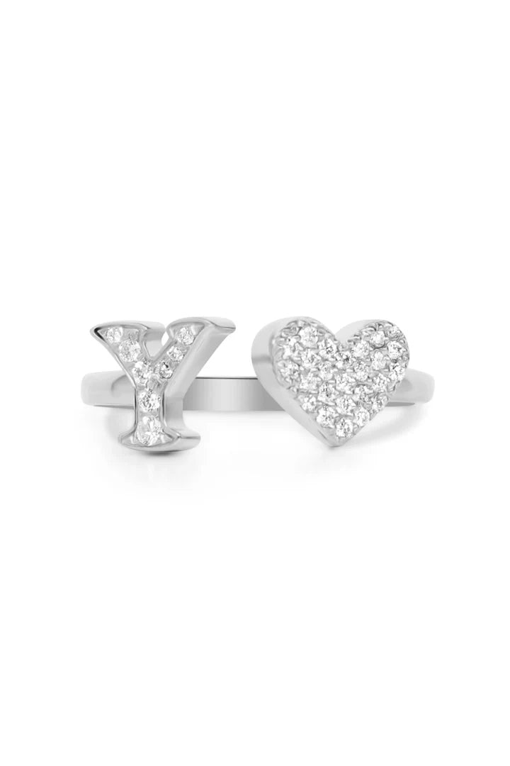 Gold Diamond Initial Ring Letter Y