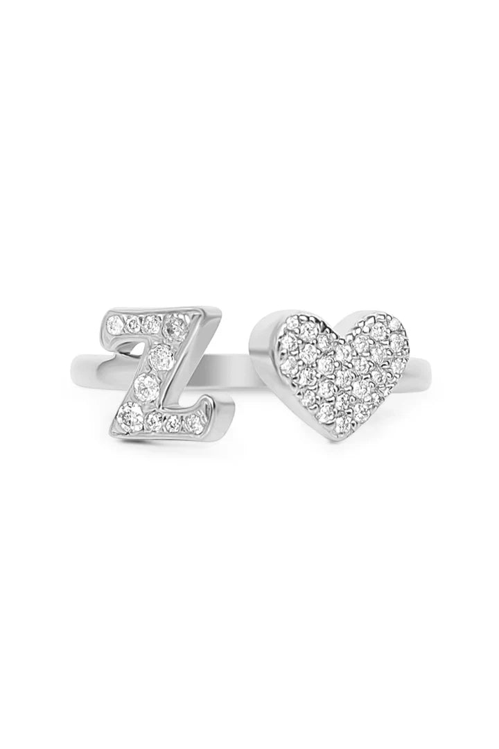 Gold Diamond Initial Ring Letter Z