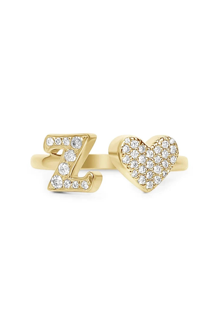 Gold Diamond Initial Ring Letter Z