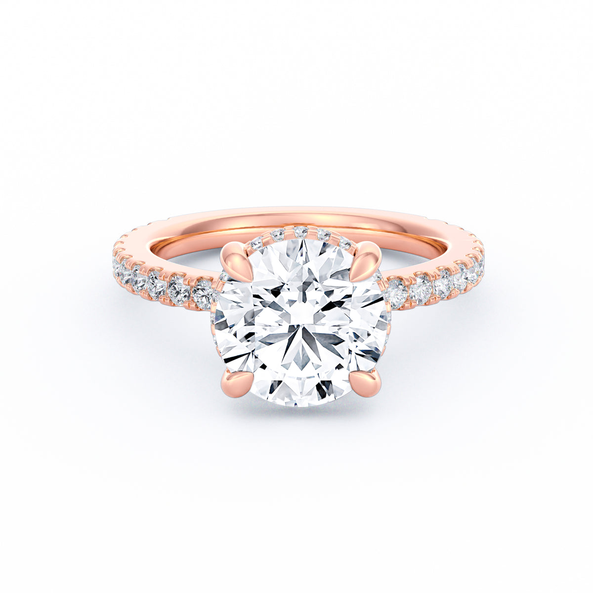 Avery | 3ct Round Cut Pavé Band Engagement Ring