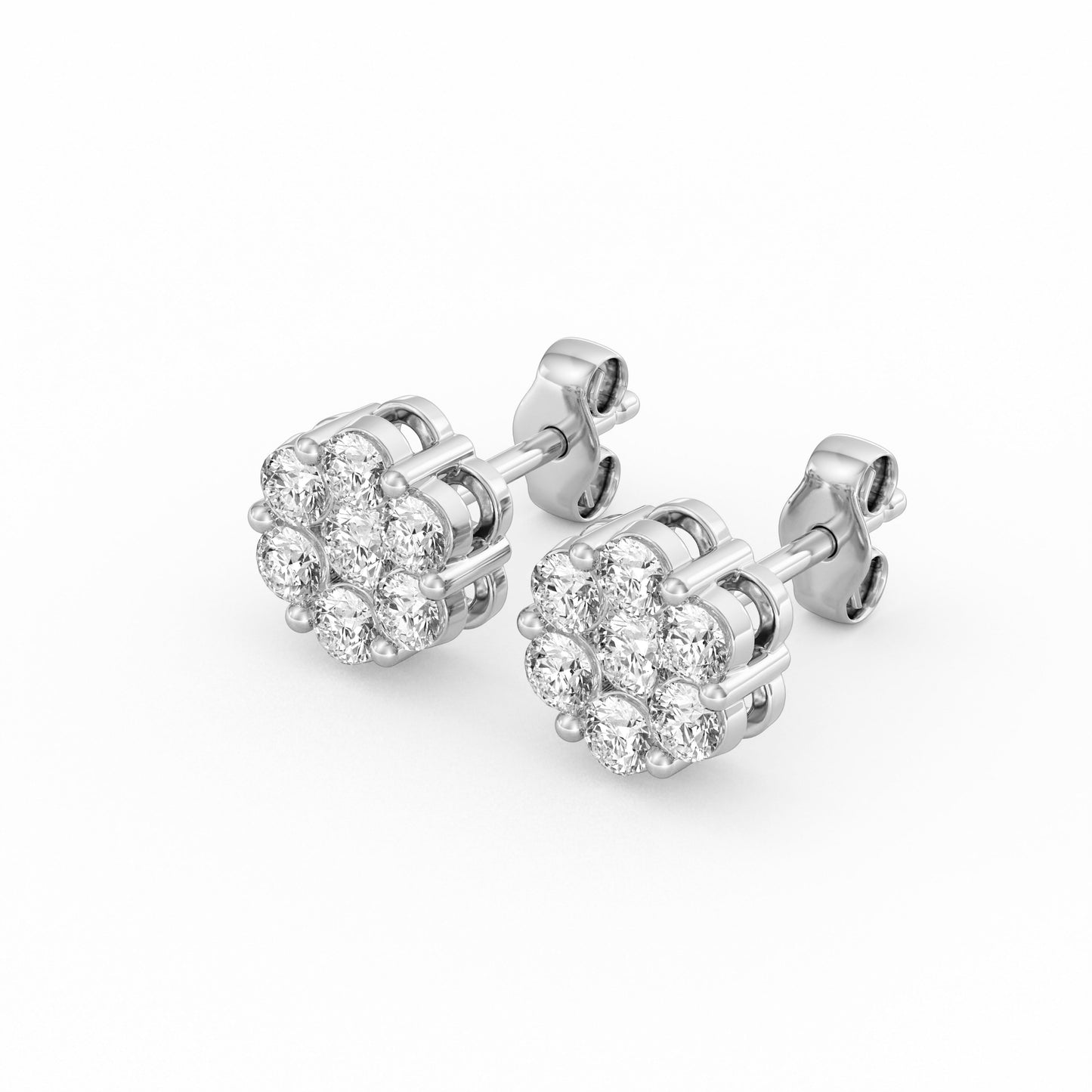 Natural 7-Stone Cluster Flower Earrings 0.82 TCW