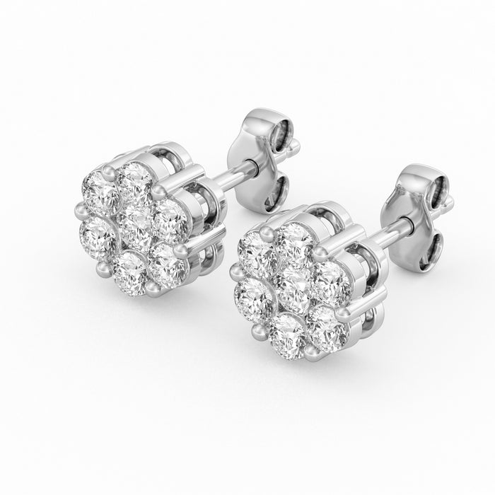Lab Grown 7-Stone Cluster Flower Earrings 1.172 TCW Alternate View