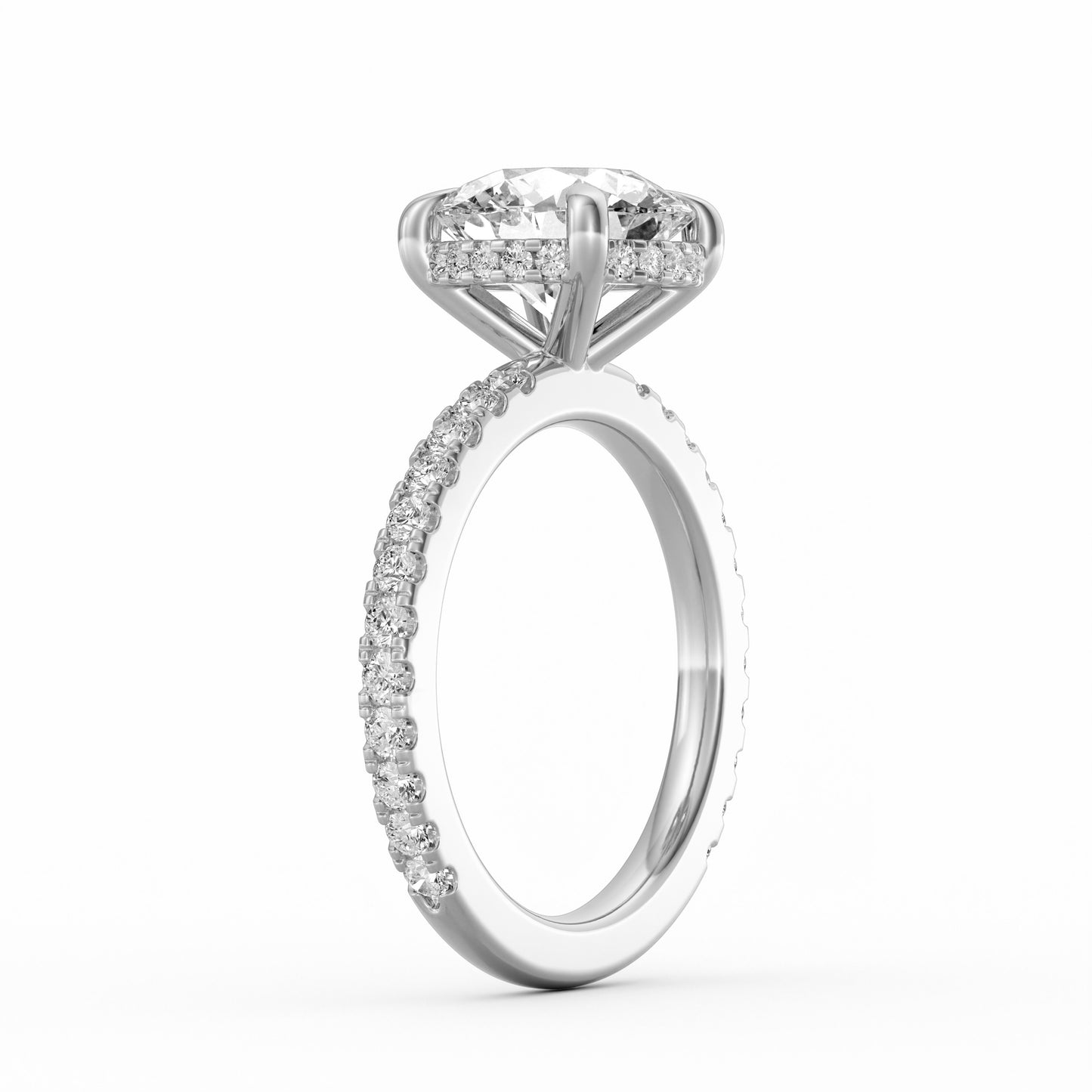 Avery | 3ct Round Cut Pavé Band Engagement Ring