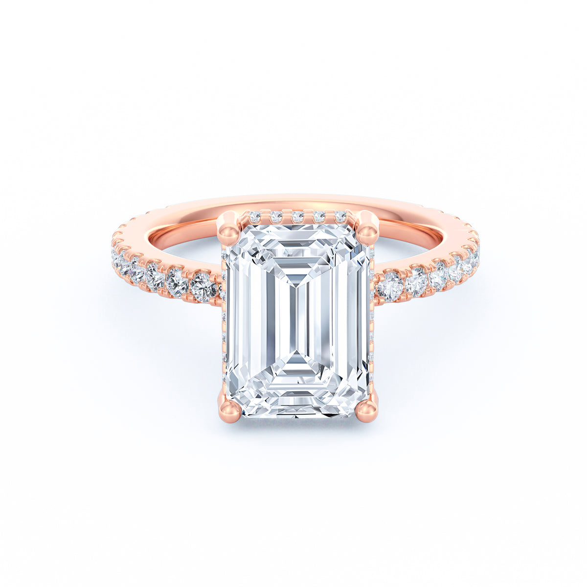 Avery | 4ct Emerald Cut Pavé Band Engagement Ring