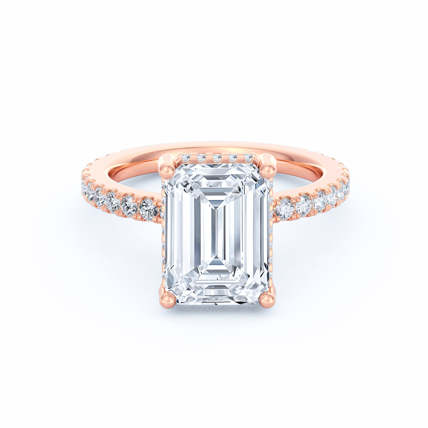 Avery | 4ct Emerald Cut Pavé Band Engagement Ring