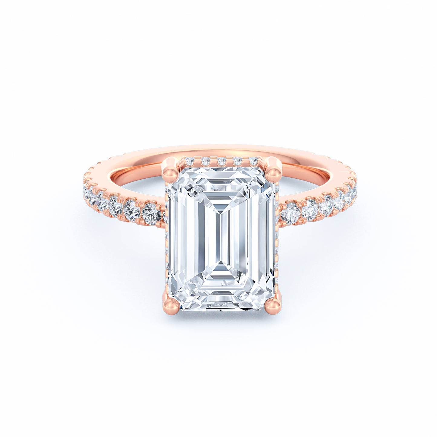 Avery | 4ct Emerald Cut Pavé Band Engagement Ring