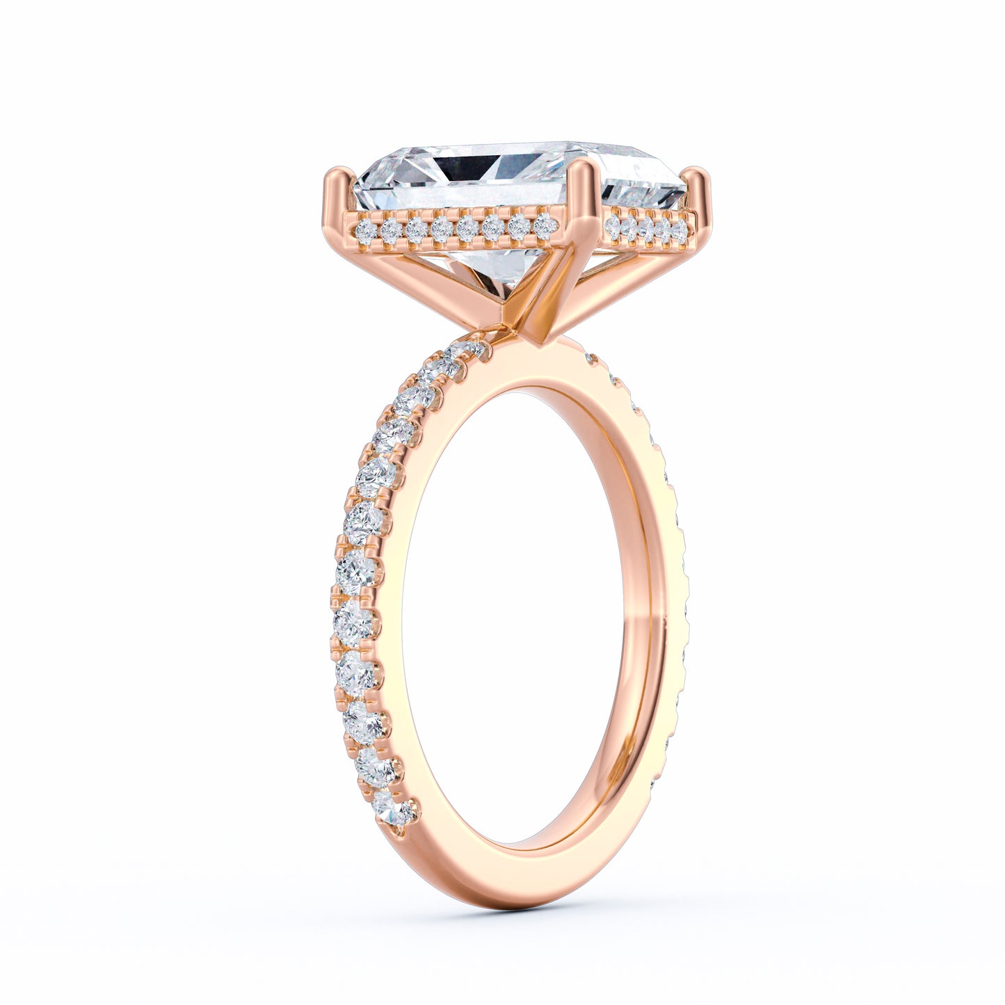 Avery | 4ct Emerald Cut Pavé Band Engagement Ring