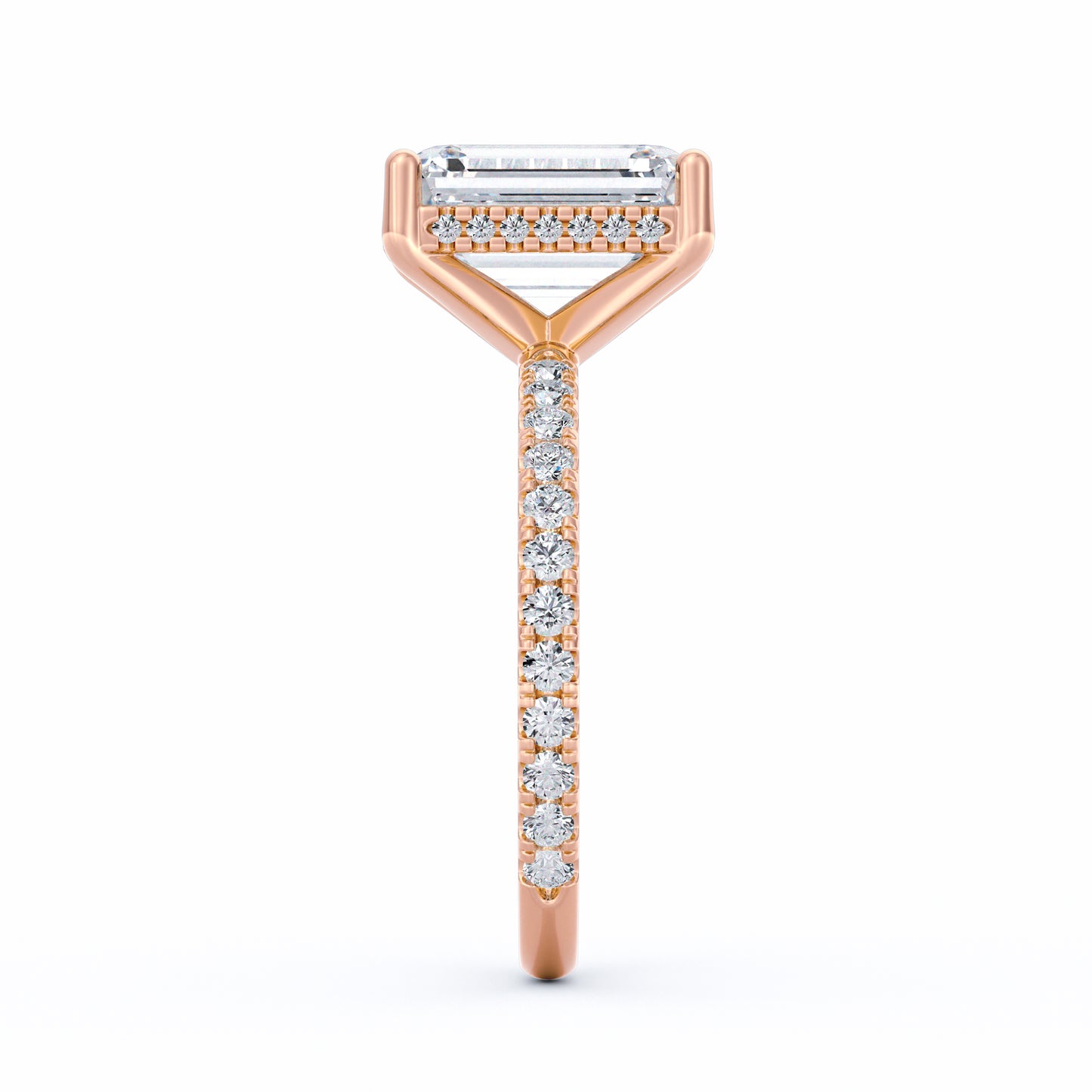 Avery | 4ct Emerald Cut Pavé Band Engagement Ring