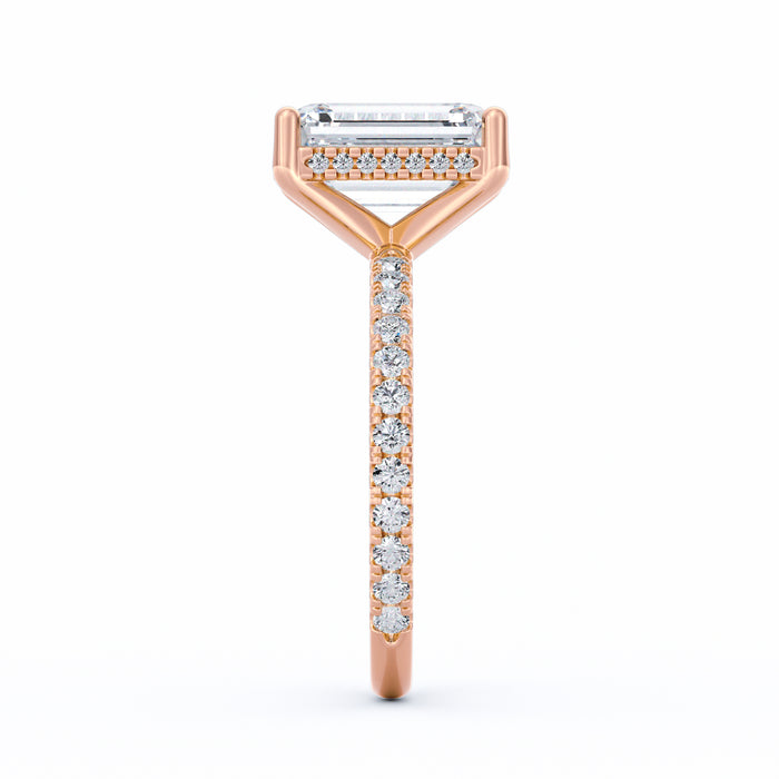 Avery | 4ct Emerald Cut Pavé Band Engagement Ring