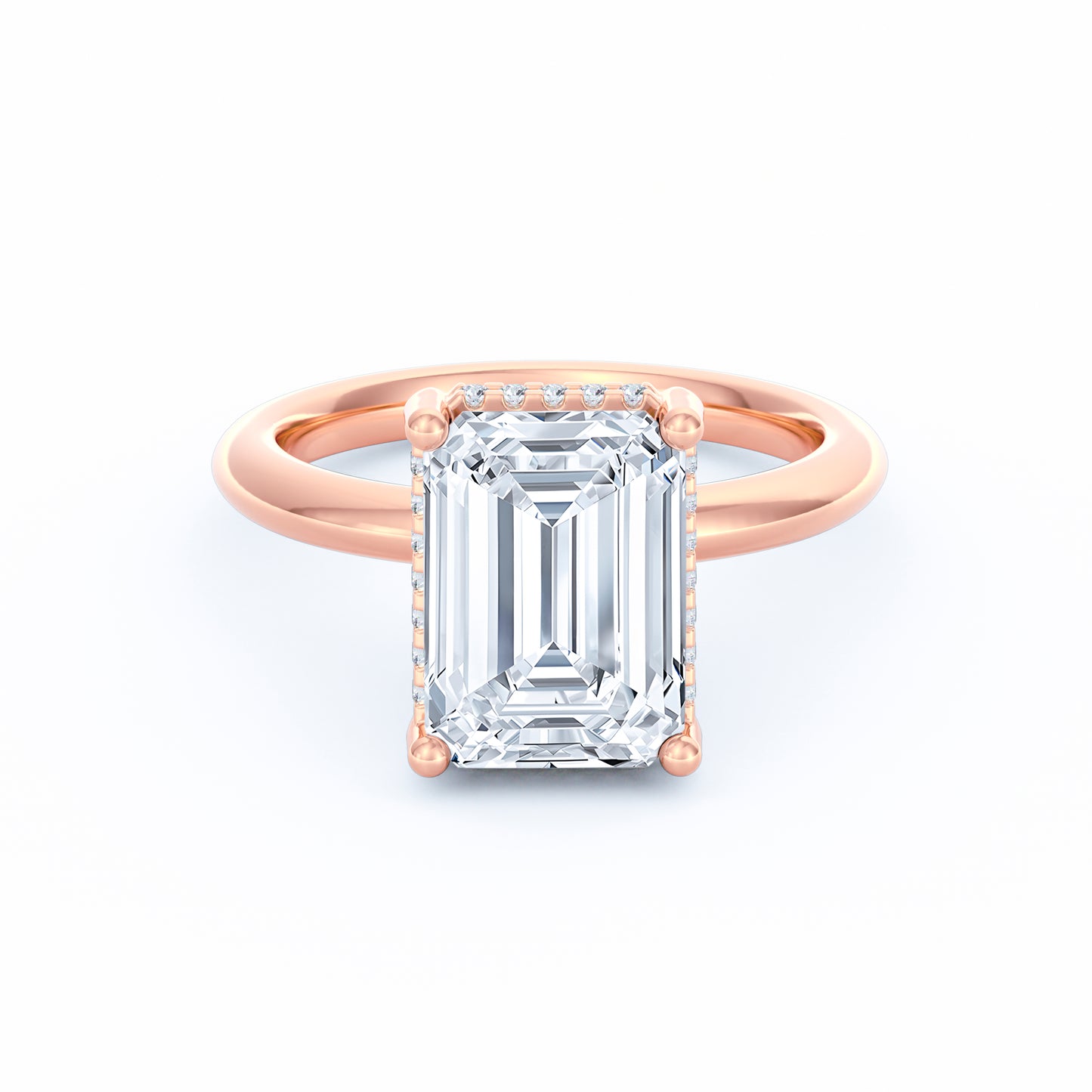 The Sienna | 4ct Emerald Cut Hidden Halo Engagement Ring