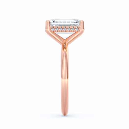 The Sienna | 4ct Emerald Cut Hidden Halo Engagement Ring